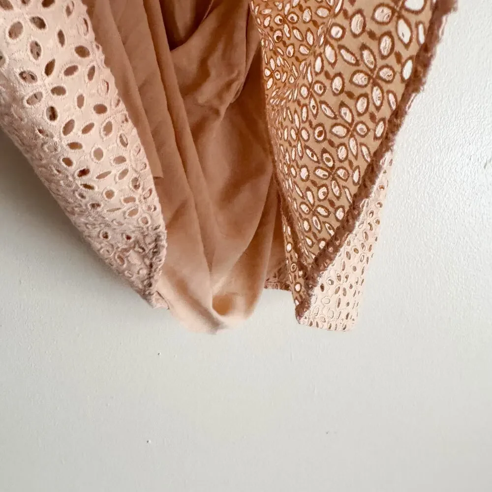 J. Crew Tan Eyelet V Back Puff Sleeve Blouse - Size 12